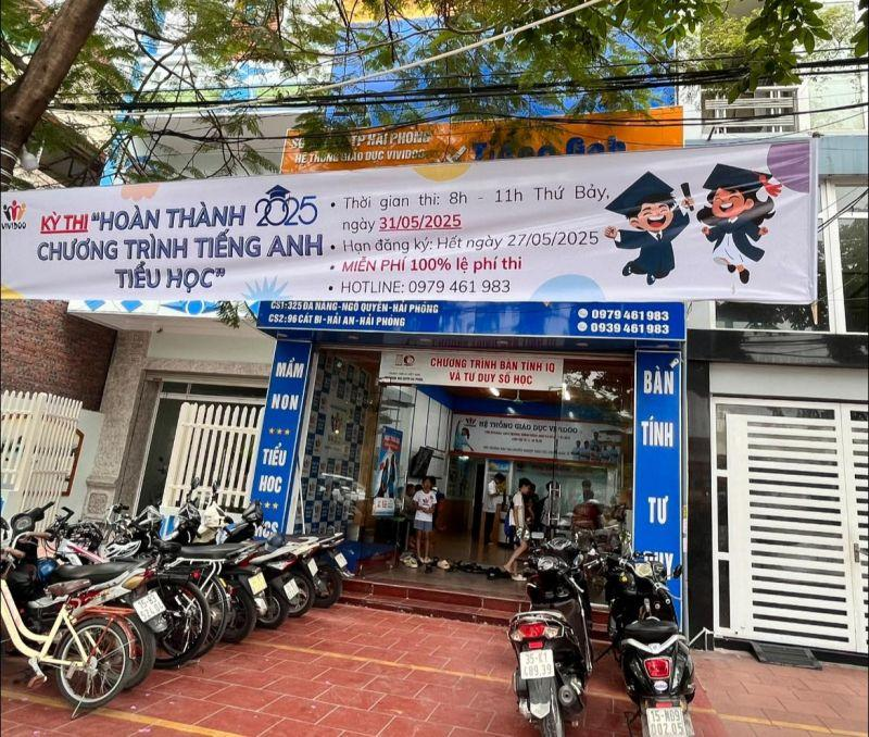 Mặt tiền Trung tâm Anh ngữ ViViDoo tại Hải Phòng, nơi phụ huynh có thể đến liên hệ ViViDoo để tư vấn khóa học.